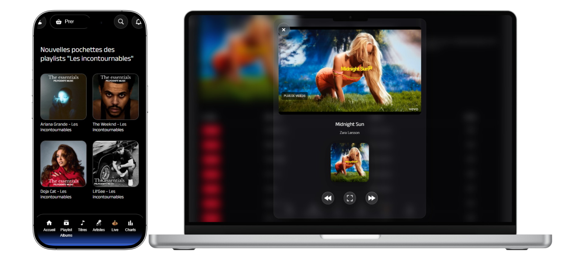 Liquid Glass sur lecteur PelfoxNite Music